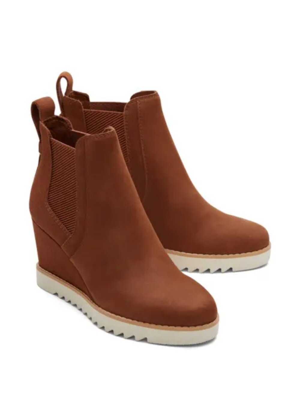 TOMS Gwen Brown Suede Wedge Chelsea Boots Size 9